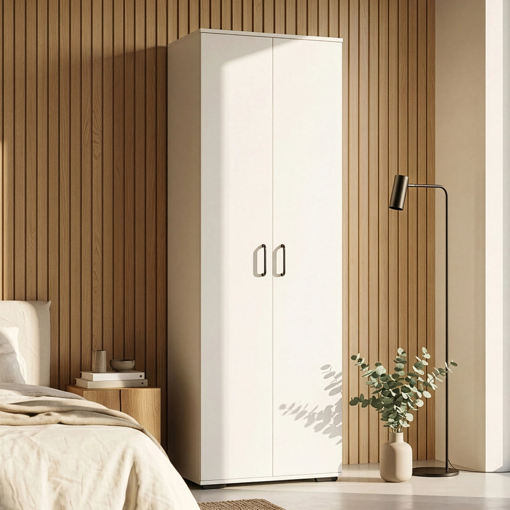 Armadio Chalvefted a 2 Ante Guardaroba con Barra Appendiabiti e 4 Ripiani Regolabili 175 x 60 x 35 cm - Bianco [en.casa]