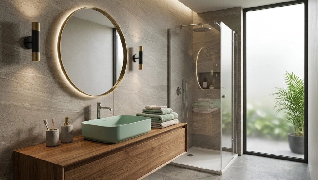 Lavabo rettangolare da appoggio senza troppo pieno in ceramica senza foro rubinetto - Menta Opaco