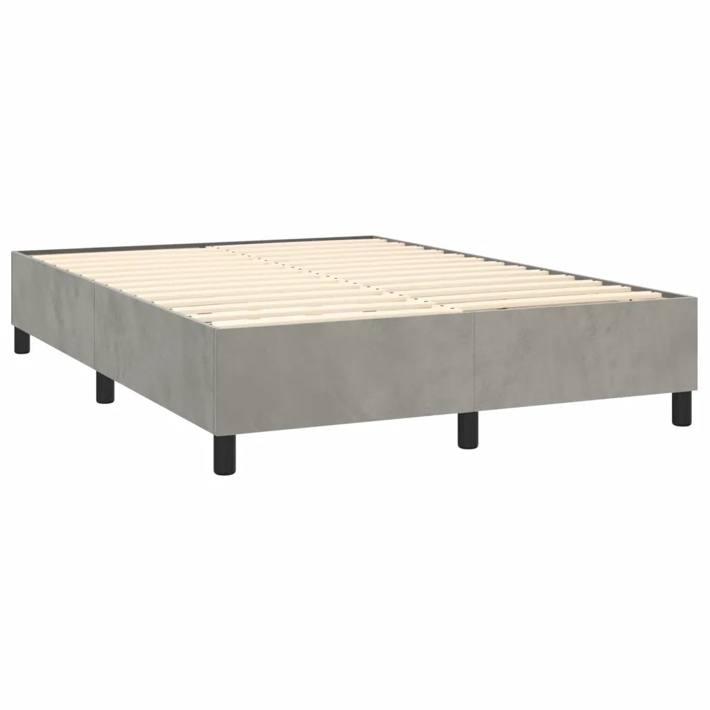 Giroletto a Molle con Materasso Grigio Chiaro 140x200cm Velluto 3137905