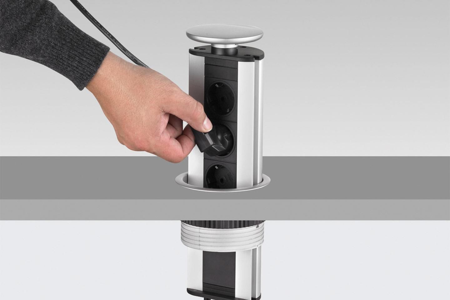 EVOline Port prolunghe e multiple 3 m 3 presa(e) AC Interno Nero, Acciaio inossidabile