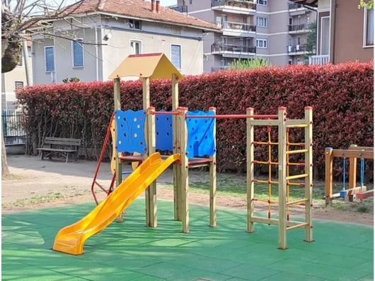 Torretta Monte Bianco 1106 Giochipark EN 1176 legno H caduta 150cm 6 utenti