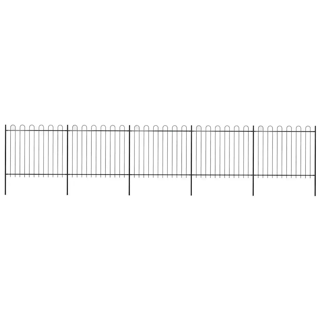 Recinzione da Giardino con Parte Superiore ad Anello in Acciaio 838x150 cm Nero 277678