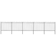 Recinzione da Giardino con Parte Superiore ad Anello in Acciaio 838x150 cm Nero 277678