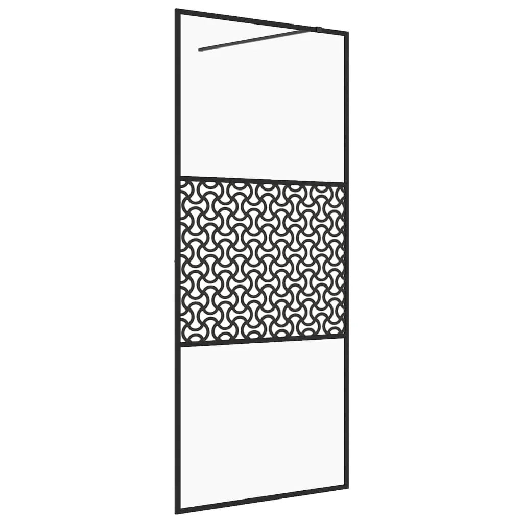 Parete doccia con vetro divisorio per vasca accessorio da bagno box doccia arredamento per la casa ESG trasparente 90 x 195 cm nero 02_0002150