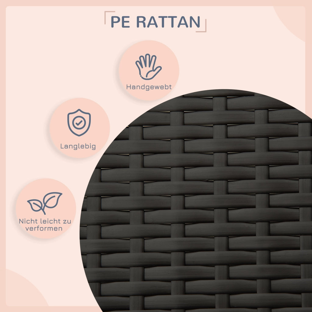 Casetta da giardino con tetto e cuscino per cani medi in rattan PE marrone con telaio in acciaio 98 × 69 × 73 cm