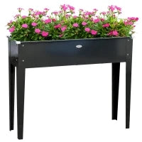 Fioriera da Giardin Rialzata Rettangolare con Foro di Drenaggio in Acciaio Zincato, 100 x 30 x 80 cm, Nero