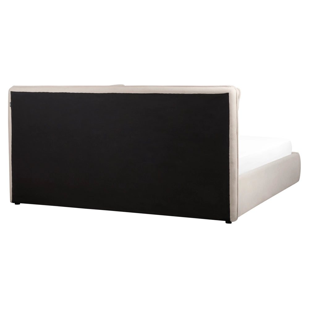 Letto matrimoniale beige chiaro con contenitore 180 x 200 cm camera da letto moderna