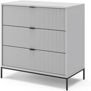 Cassettiera per camera da letto Eliza, Grigio, 42 x 81.2 cm con 3 cassetti, per la conservazione e l’organizzazione in soggiorno o camera da letto
