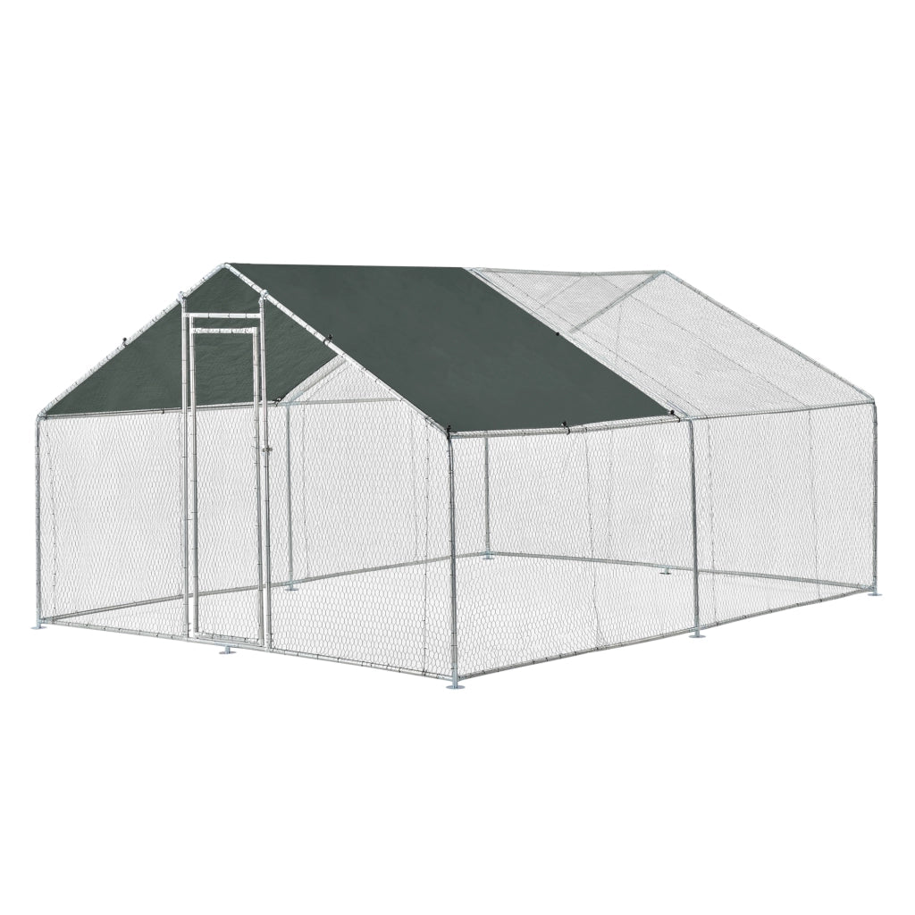Gabbia per Pollame Wels con Tettuccio Parasole e Recinzione Rete Metallica 3x4x2 m pro.tec