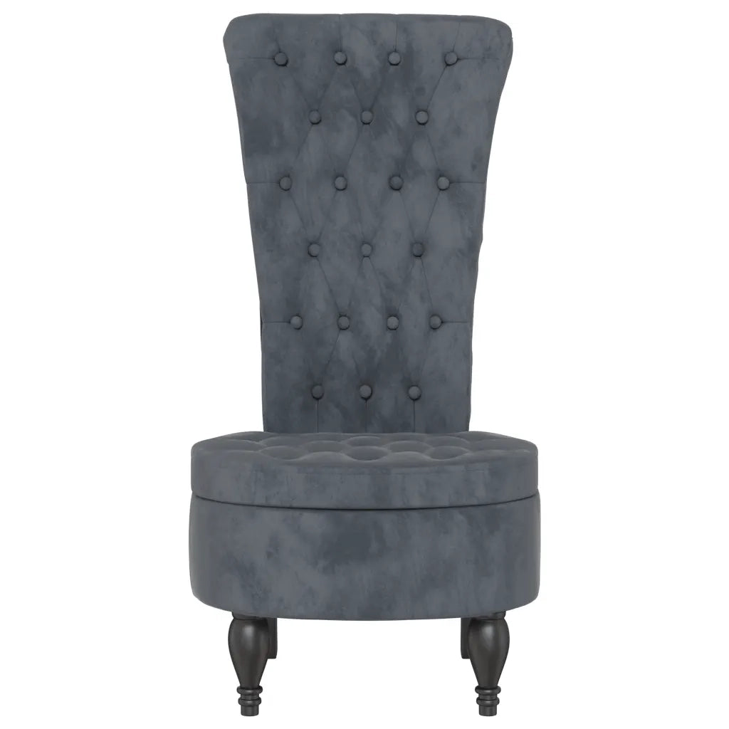 Sedia Schienale Alto Design con Bottoni in Velluto Grigio Scurocod mxl 103619