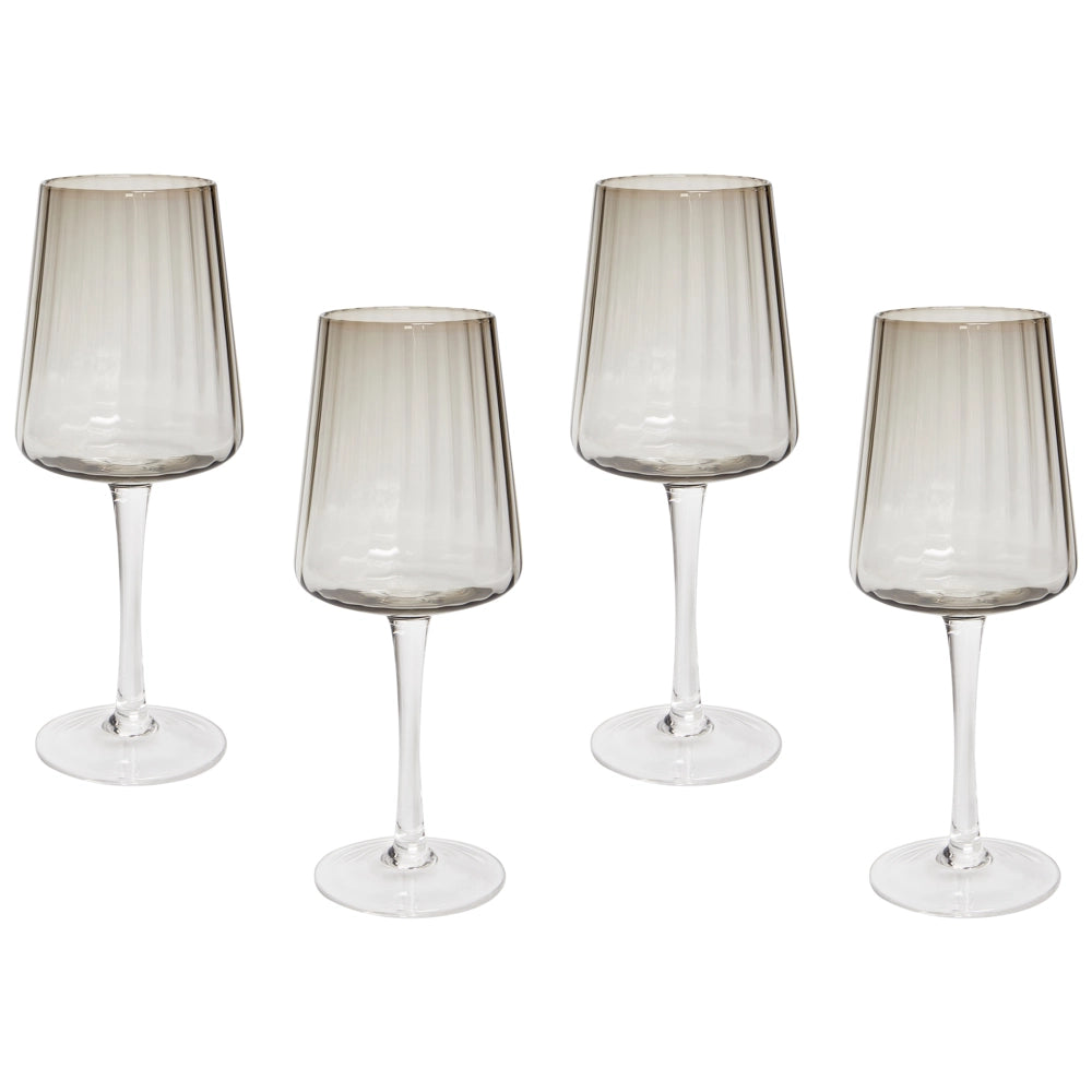 Set di 4 calici da vino rosso e bianco in vetro grigi soffiati a mano 36 cl aperitivo cena