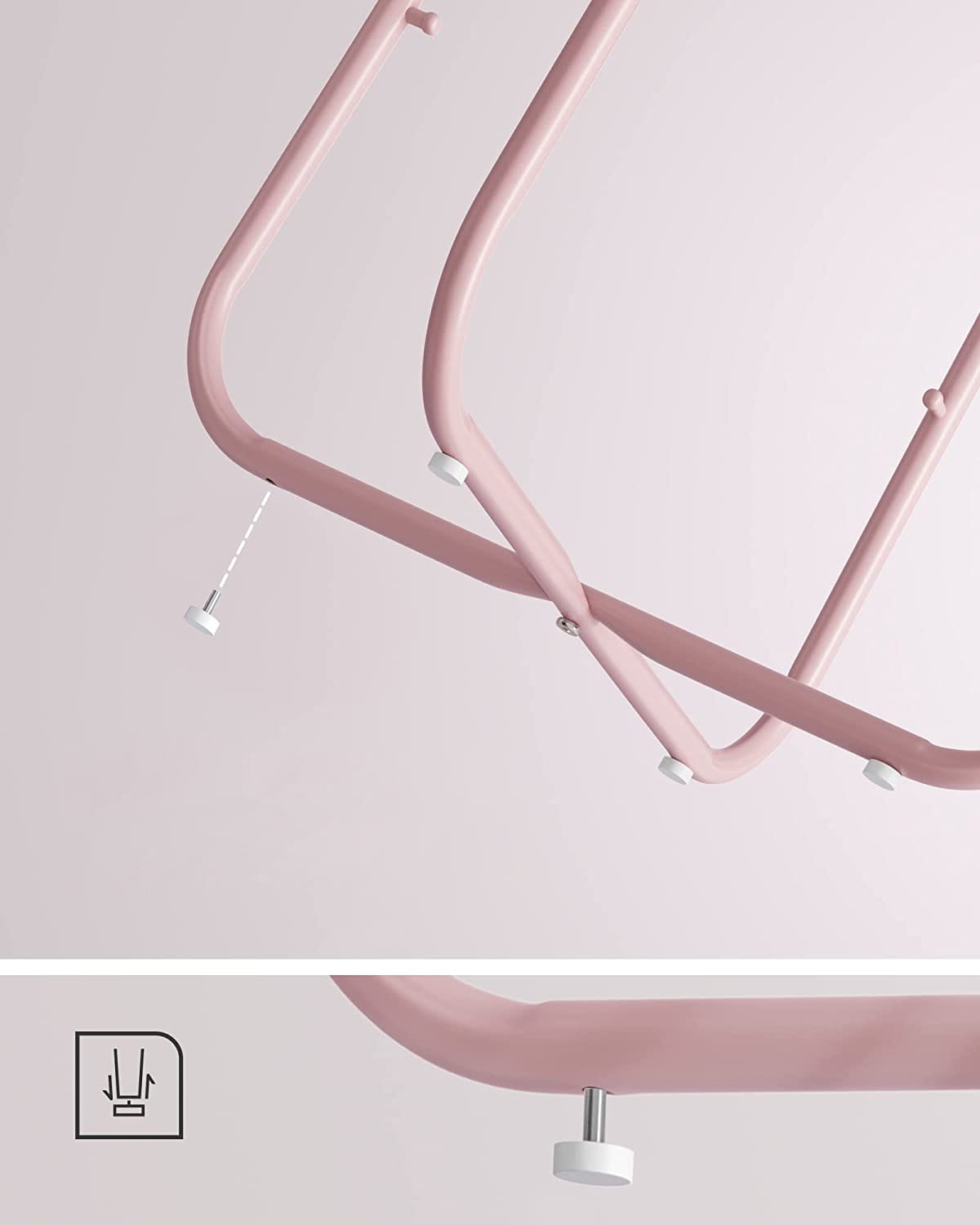 Tavolino rotondo Valora con cestino | Rosa | comodino