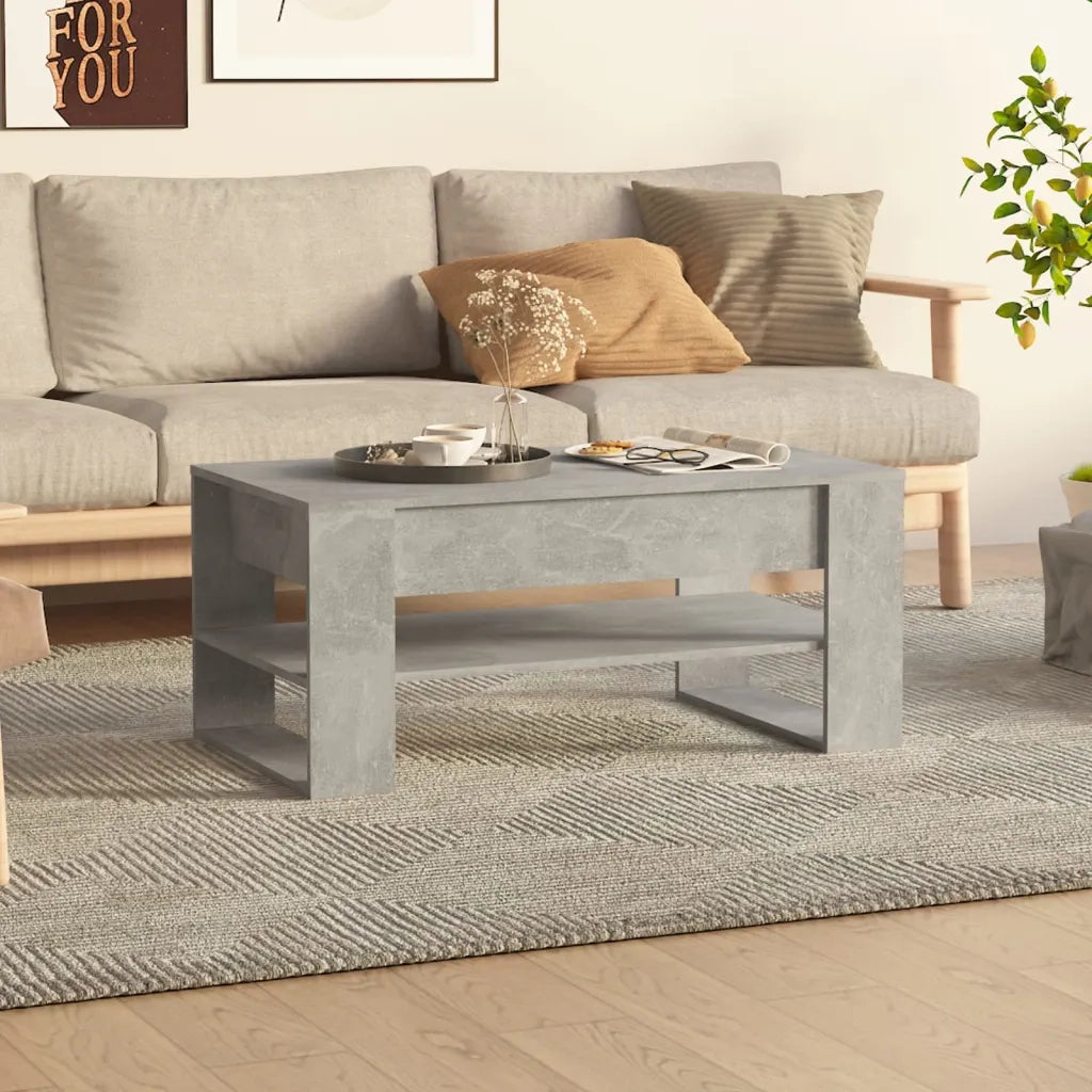 Tavolino salotto | Tavolino da caff¨¨ | Tavolino da Soggiorno Grigio Cemento 102x55x45 cm Legno Multistrato