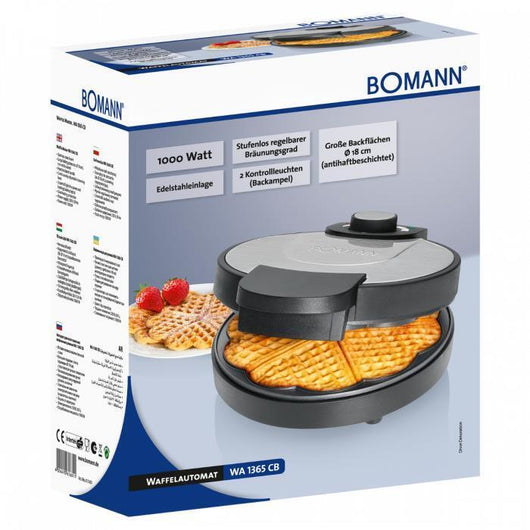Bomann WA 1365 CB 6 waffle 1000 W Nero, Acciaio inox