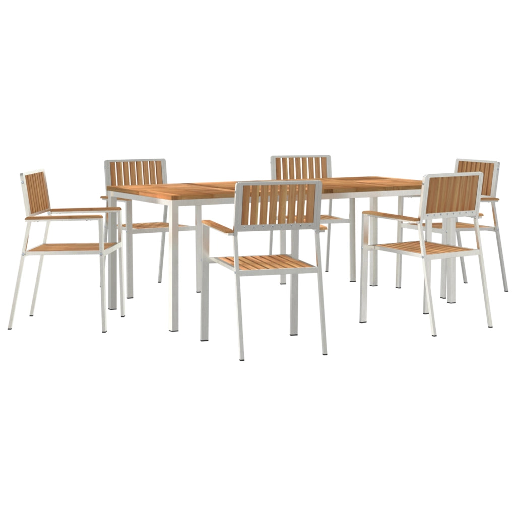 Set da Pranzo da Giardino  7 Pezzi in Legno Massello di Teak