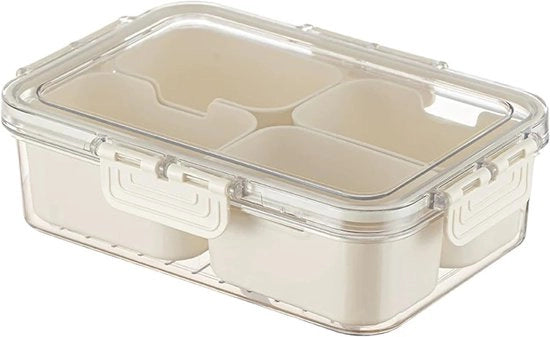 Contenitore per conservazione di cibo aereostatico - snackbox - snackbox con contenitori - Scatola di conservazione con 8 contenitori - Piatto per snack con separazioni - Bianco - Plastica