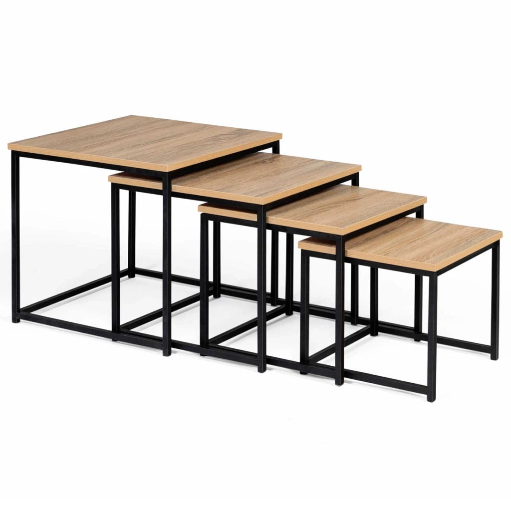 IDMarket - Set di 4 tavolini di design industriale DETROIT 35/40/45/50