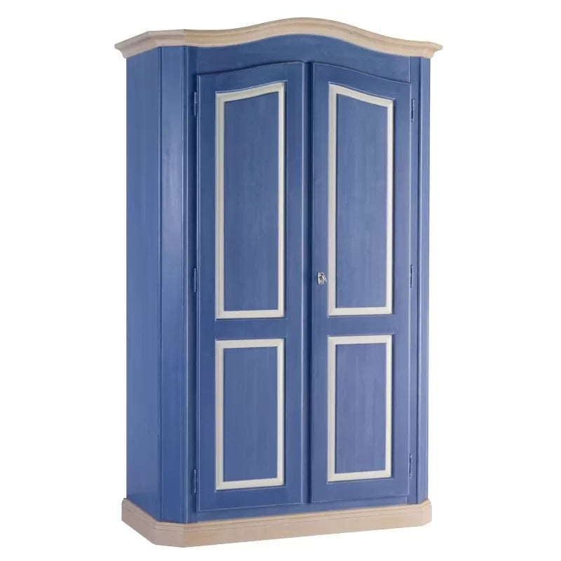 Armadio shabby 2 porte in legno blu e miele 131x63x214 (2203) - Mobili 2G