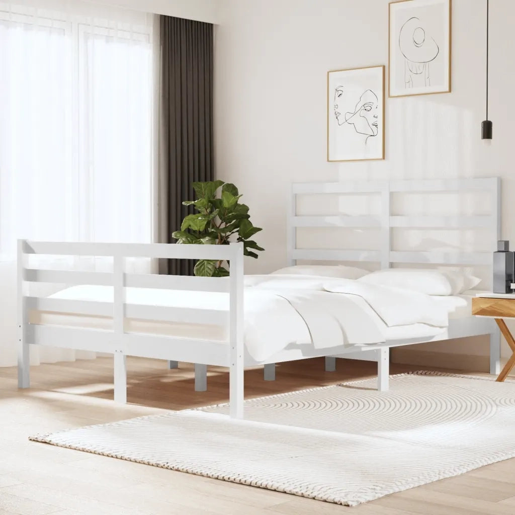 Giroletto-Struttura Letto Bianco Legno Massello di Pino 120x190cm Small Double 843991