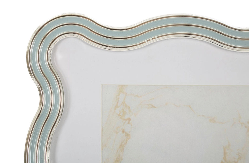 Cornice Elizabeth Celeste 17,5x1,3x22,5 cm in Zinco e Vetro Azzurro e Argento
