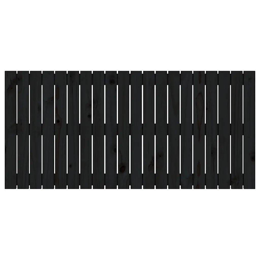 Testiera da Parete Nera 127,5x3x60 cm in Legno Massello di Pino