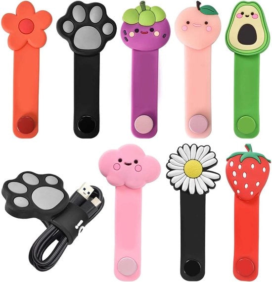 Cablettes universali in silicone riciclabili con design colorato per cavi di cuffie, cavi USB e cavi di ricarica
