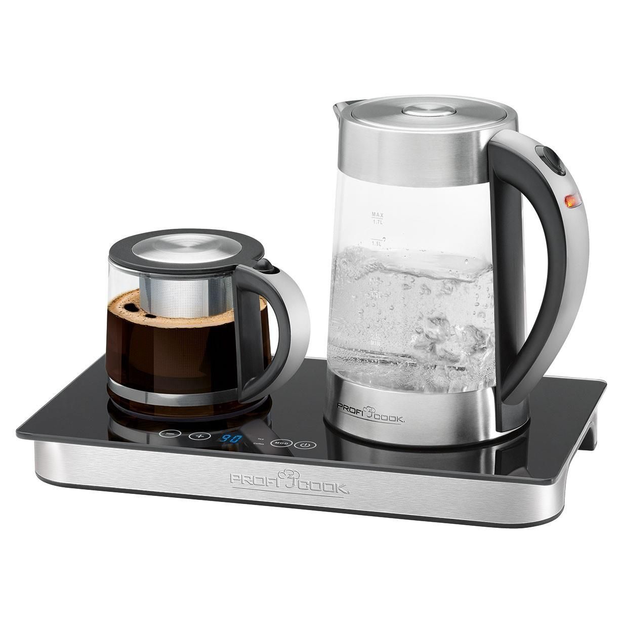 ProfiCook PC-TKS 1056 bollitore elettrico 1,7 L Nero, Acciaio inossidabile, Trasparente