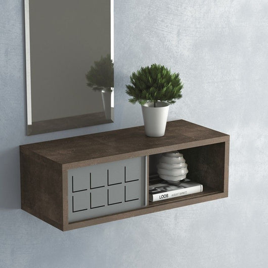 Terraneo Mobile da parete con anta in ferro Fissaggio incluso ruggine 60x25x20 Made in Italy