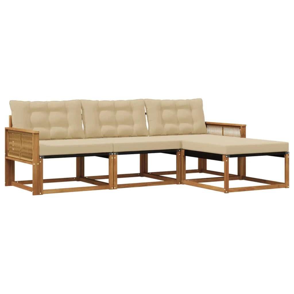 Set di divani da esterno con cuscino 4 pcs Naturale e Beige 3381349