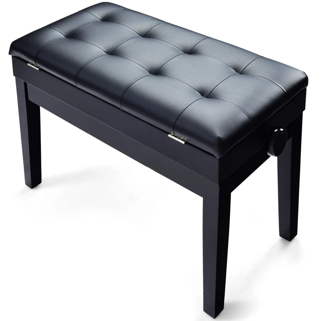 Panca/sgabello per pianoforte a 2 posti 75 x 35 x 45-54 cm altezza regolabile spazio di archiviazione design moderno legno massello nero 20_0010591
