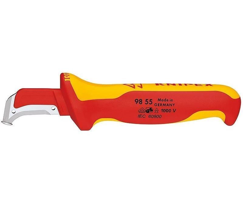 Knipex 98 55 Taglierino Metallico, Rosso, Giallo Coltello a lama fissa