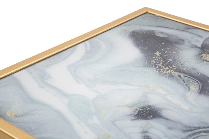 Tavolinetto Glam Level 40x35x60 cm in Ferro MDF e Vetro Oro e Multicolor