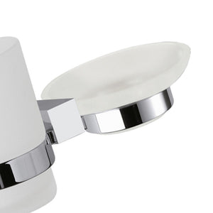 Supporto da muro doppio con portasapone e portabicchiere - serie sq