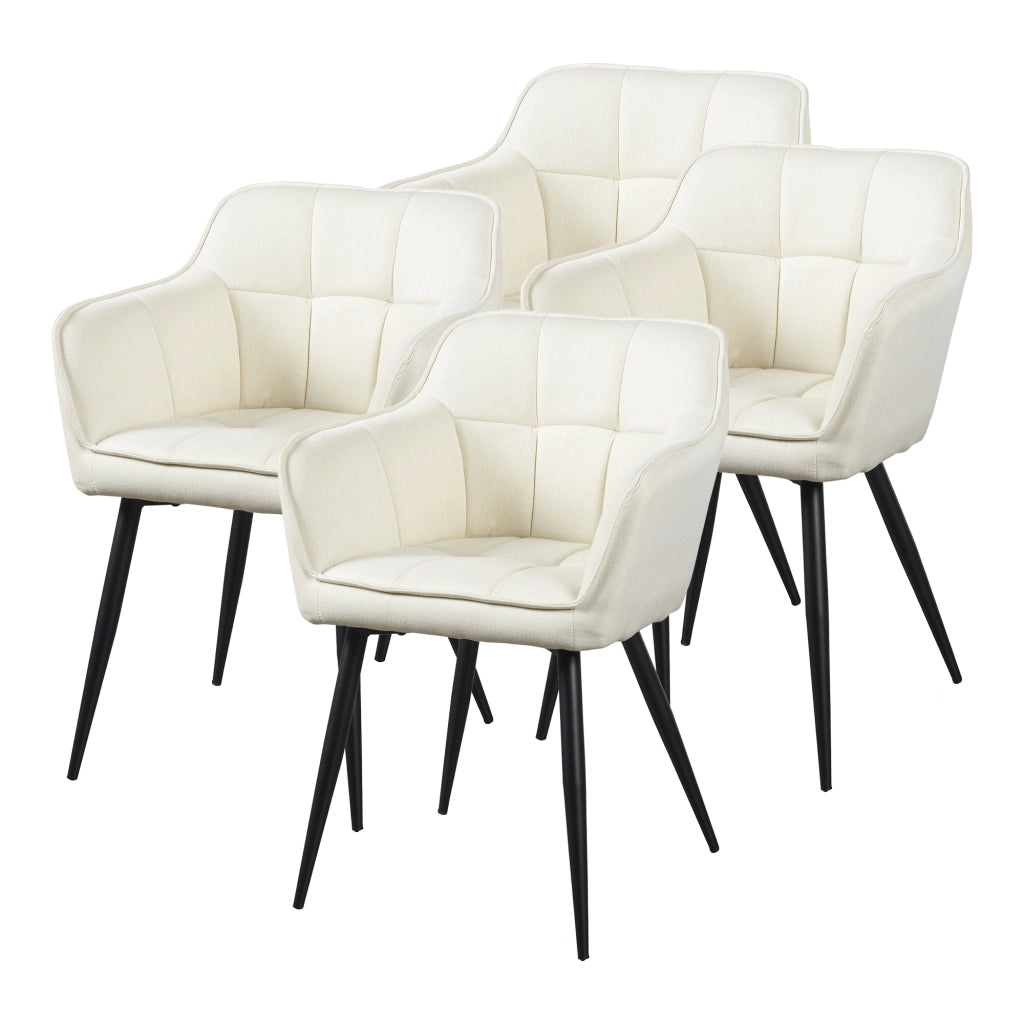 Set di 4 Sedie per Sala Pranzo Birmingham in Tessuto Beige [en.casa]