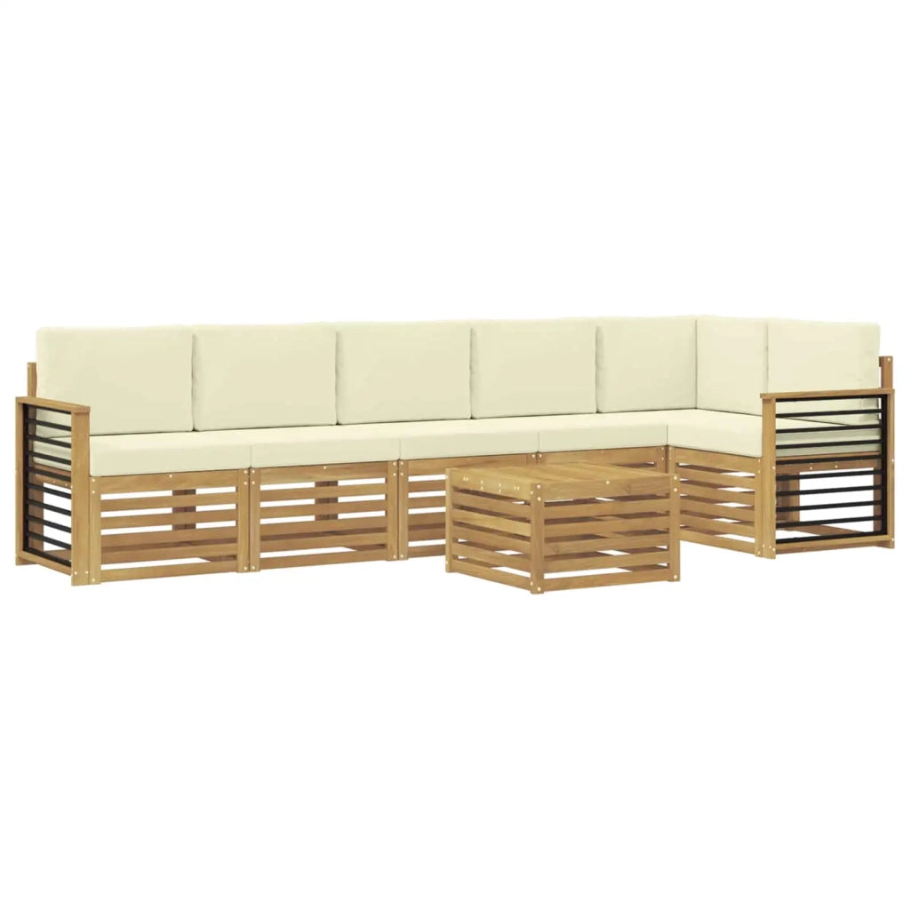 Set divano sezionale con cuscino 7 pcs Bianco e Crema 3391965
