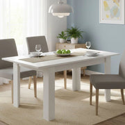 Tavolo allungabile Dencio, Consolle estensibile multiposizione, Tavolo da pranzo con allunga, 140/190x90h77 cm, Bianco