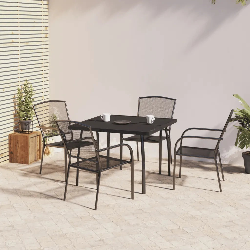 Set da Pranzo da Giardino 5 pz | Set Salotto da Giardino in Acciaio Antracite