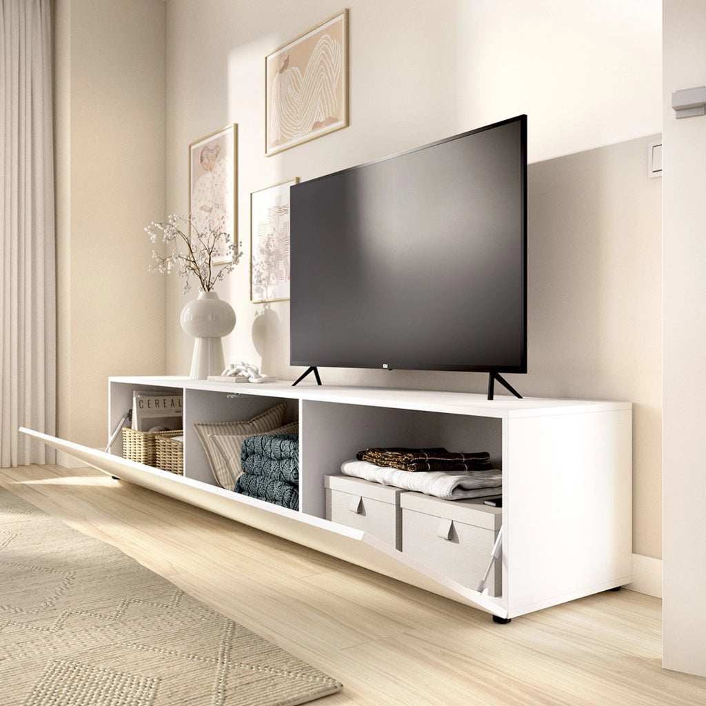 Brewster, Mobile Porta tv un Ripiano, 42x220x42h cm Bianco