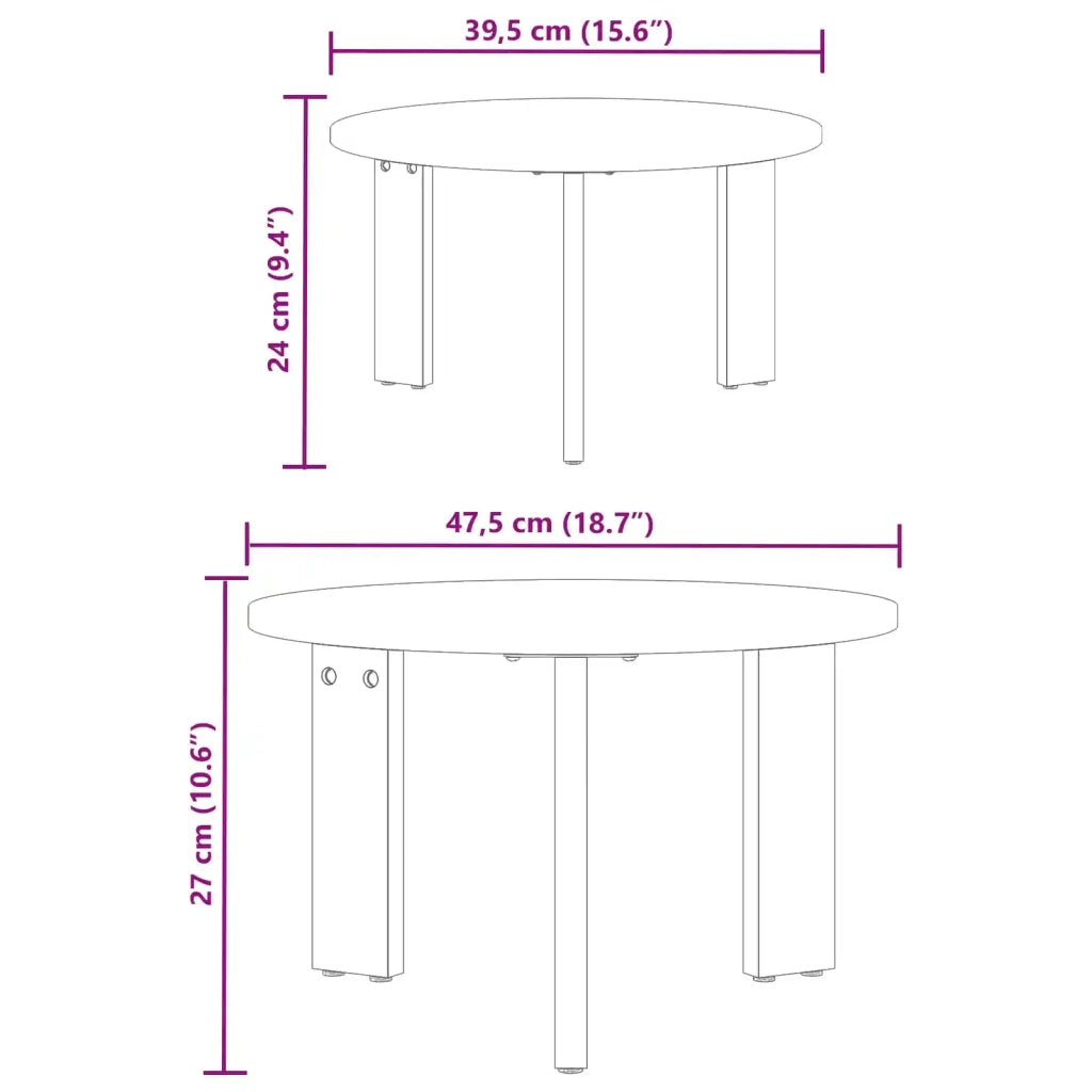 Tavolino da salotto 2 pcs Naturale Legno massello di pino 873559