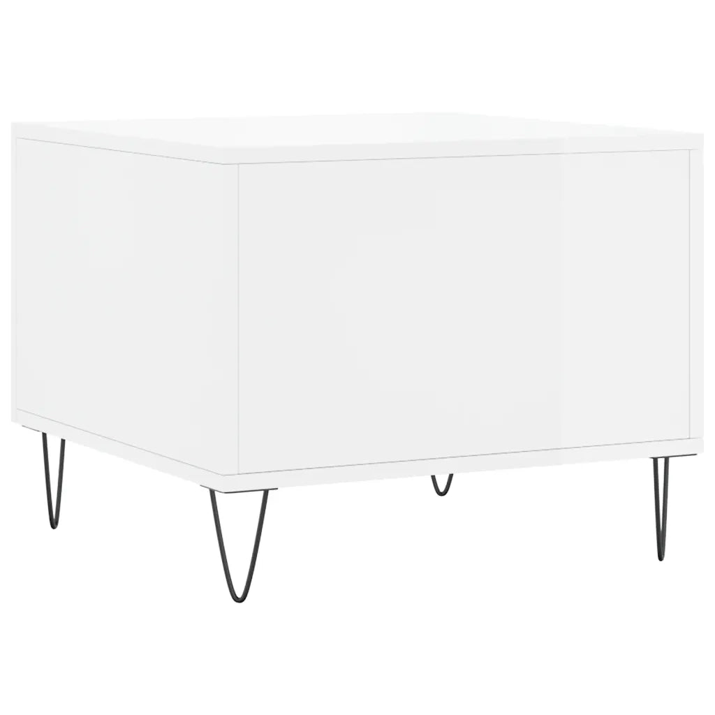 Tavolino da Salotto Bianco Lucido 50x50x40 cm Legno Multistrato 829384