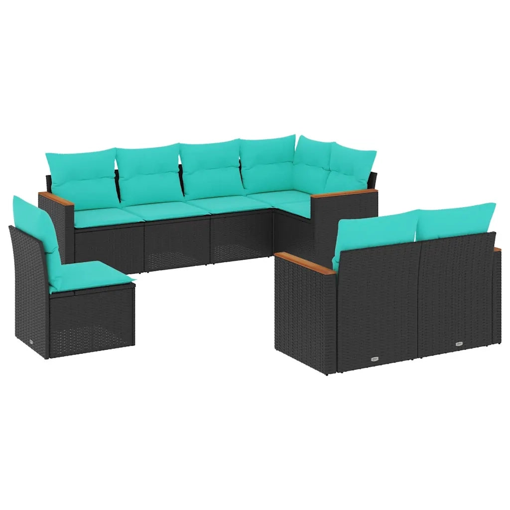 Set Divani da Giardino 8 pz con Cuscini Nero in Polyrattan 3226162