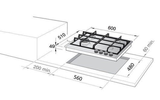De’Longhi FFA 46 ASDV piano cottura Acciaio inossidabile Da incasso 60 cm Gas 4 Fornello(i)