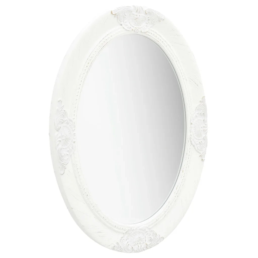 Specchio da Parete Stile Barocco 50x70 cm Bianco