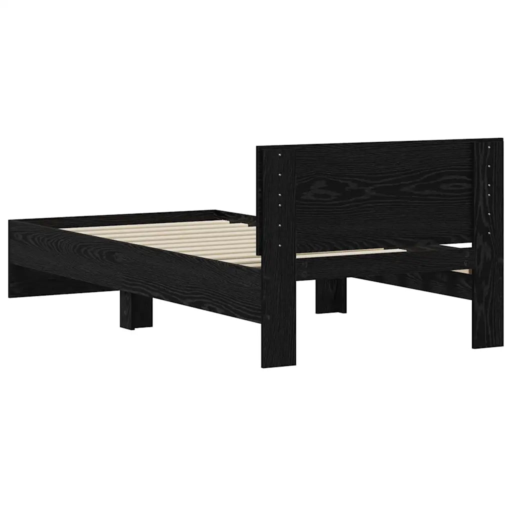 Struttura del letto Montaggio a parete Rovere Nero 75 x 190 cm 871662