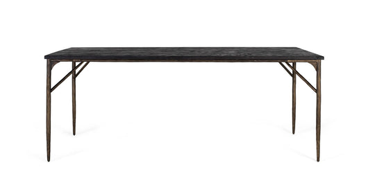 Tavolo da pranzo rettangolare in legno con gambe in bronzo 200 cm