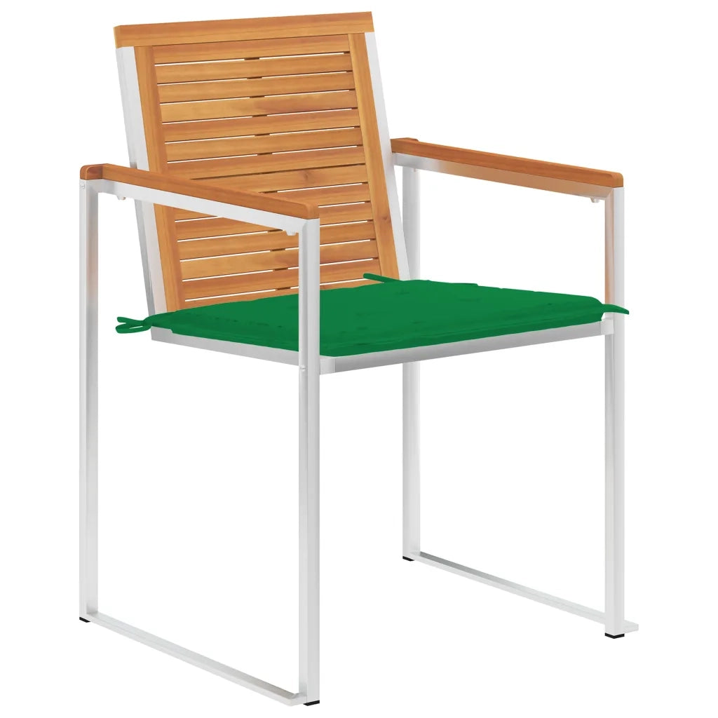 Sedie da Giardino 2 pz | Sedie da Esterno con Cuscini in Legno Acacia e Acciaio
