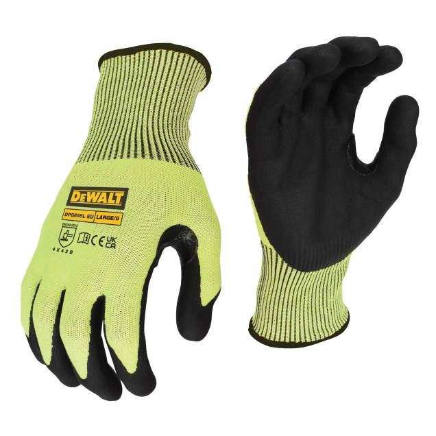 Guanti antitaglio + alta visibilità DeWalt TAGLIA 9/L - DPG855L