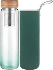 Fiaschetto di vetro con setaccio in acciaio inossidabile, 1000 ml / 1 litro, fiaschetto di vetro con copertura in neoprene, teiera con filtro per viaggio, vetro borosilicato, fiaschetto di vetro BPA-free