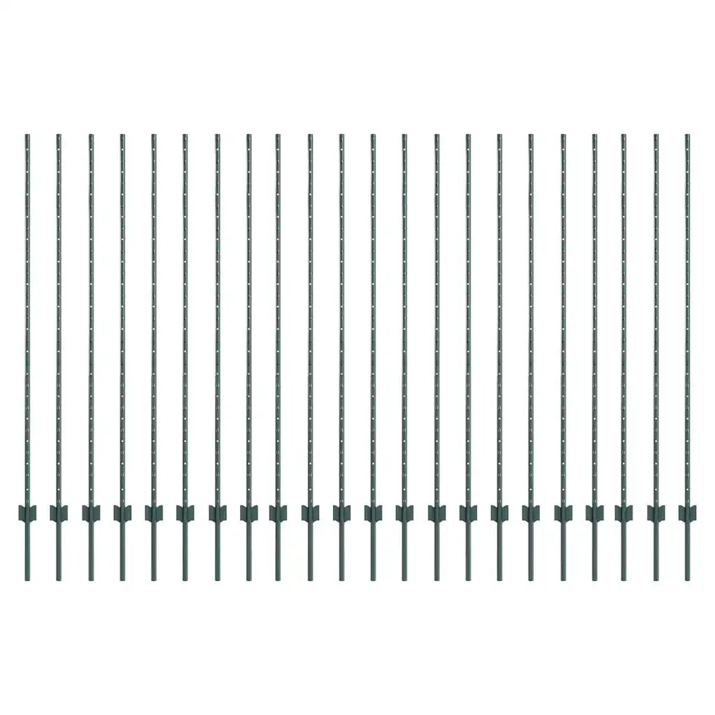 Palo della recinzione 22 pz Verde 200 cm Acciaio CFW5991778