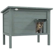 Casetta per Gatti da Esterno, Cuccia per Gatti, Resistente alle Intemperie, 1 Finestra, 1 Ingresso, 85 x 50 x 68.5 cm, Grigio Scuro